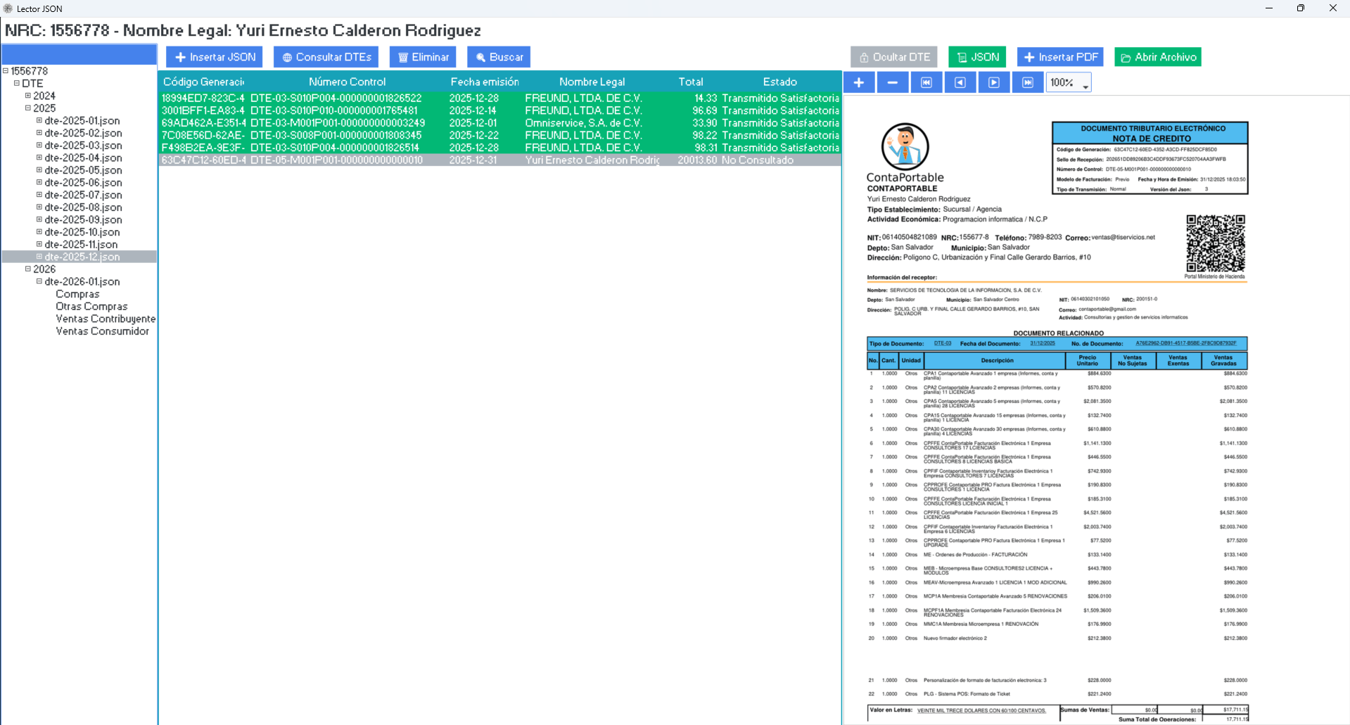 Captura de la aplicación PyConta en acción